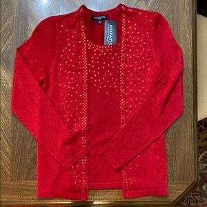 NWT Women's Red Sweater with Sequins and beads